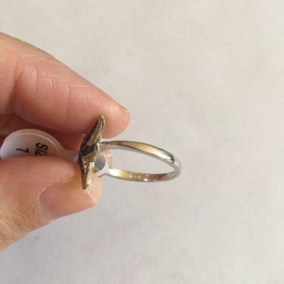 New Blue Fire Opal Starfish Ring Silver - Picture 6 of 8